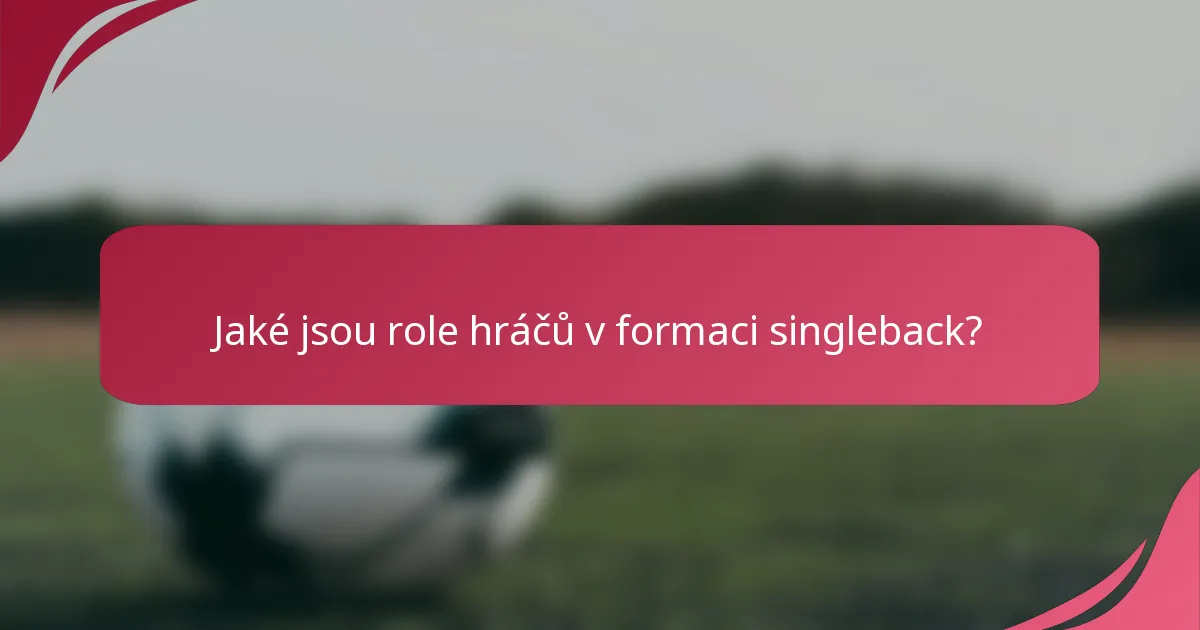 Jaké jsou role hráčů v formaci singleback?